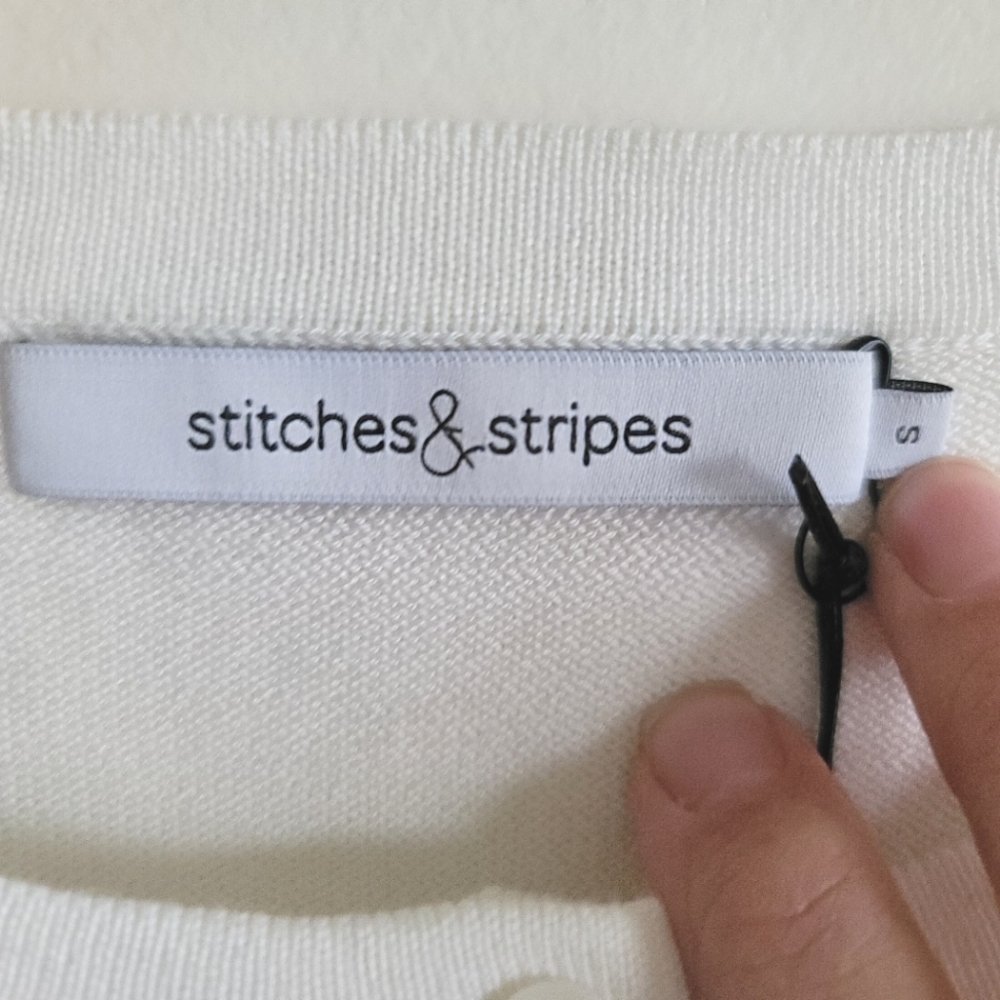 Stitches & Stripes ( Anthro), Striped Sweater, Cream/Navy/Pink, Size Small, NWT - Picture 5 of 5